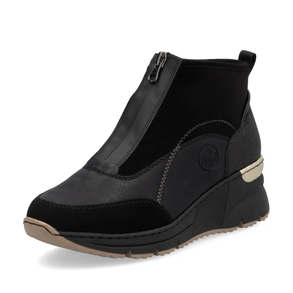 Cinders Shoe Heaven Casual Ankle | Ankle*Rieker Front Zipper Ankle Boot Black Morokko