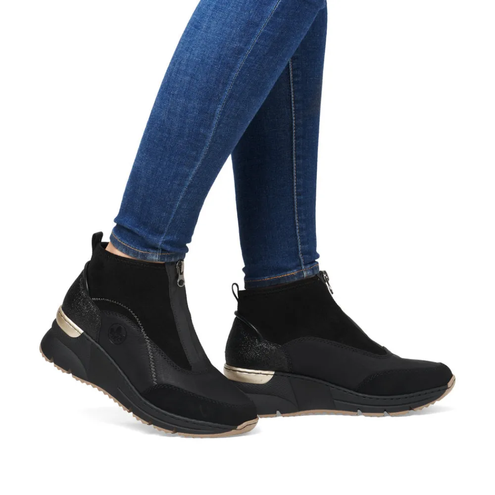 Cinders Shoe Heaven Casual Ankle | Ankle*Rieker Front Zipper Ankle Boot Black Morokko