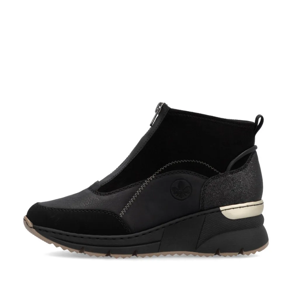 Cinders Shoe Heaven Casual Ankle | Ankle*Rieker Front Zipper Ankle Boot Black Morokko