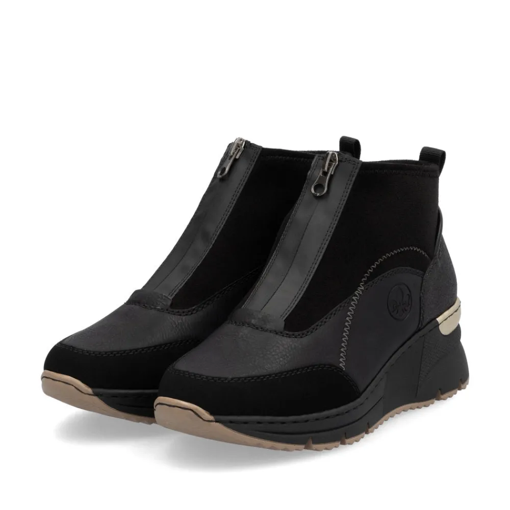 Cinders Shoe Heaven Casual Ankle | Ankle*Rieker Front Zipper Ankle Boot Black Morokko