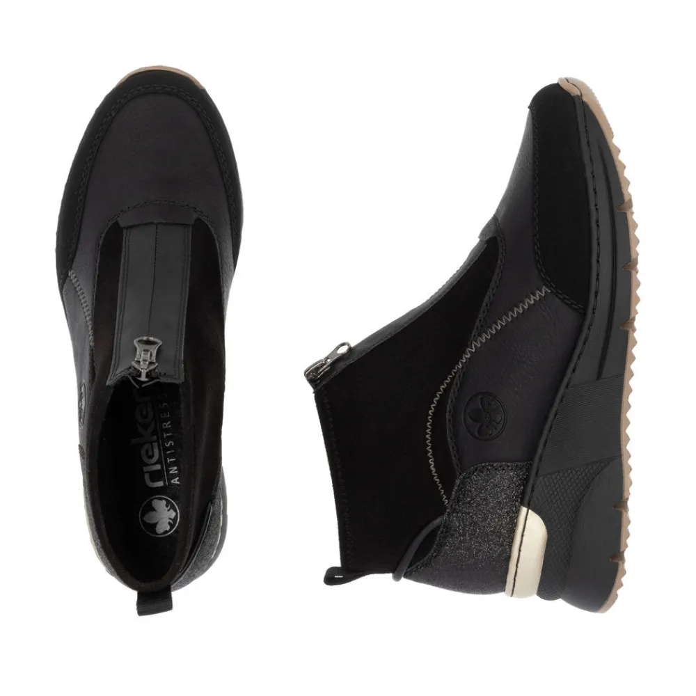 Cinders Shoe Heaven Casual Ankle | Ankle*Rieker Front Zipper Ankle Boot Black Morokko