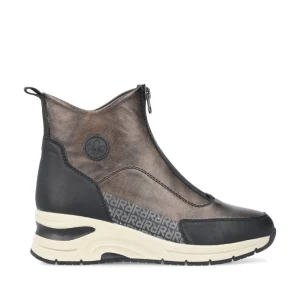 Cinders Shoe Heaven Casual Ankle | Ankle*Rieker Front Zipper Boot Bronze/Black