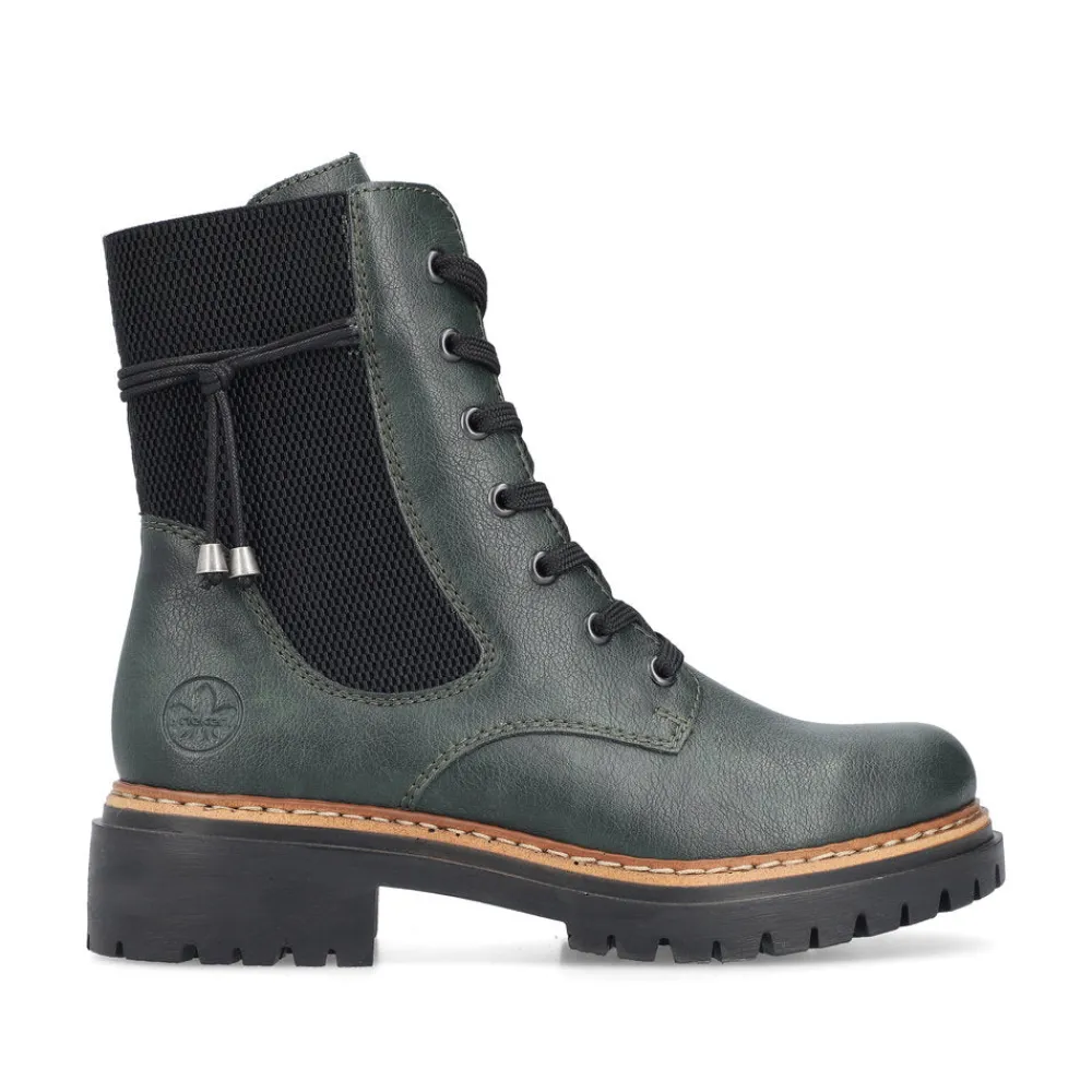 Cinders Shoe Heaven Casual Ankle | Ankle*Rieker Laced Ankle Boot Dark Green Weave