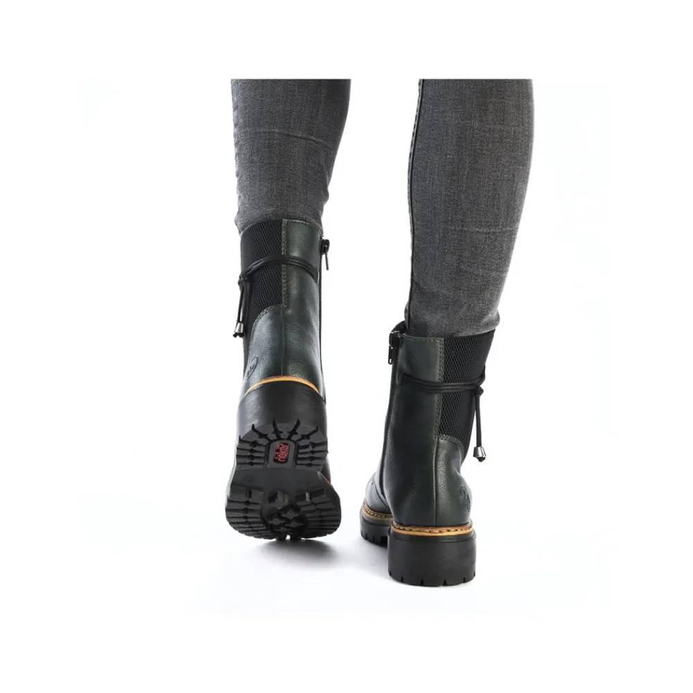 Cinders Shoe Heaven Casual Ankle | Ankle*Rieker Laced Ankle Boot Dark Green Weave