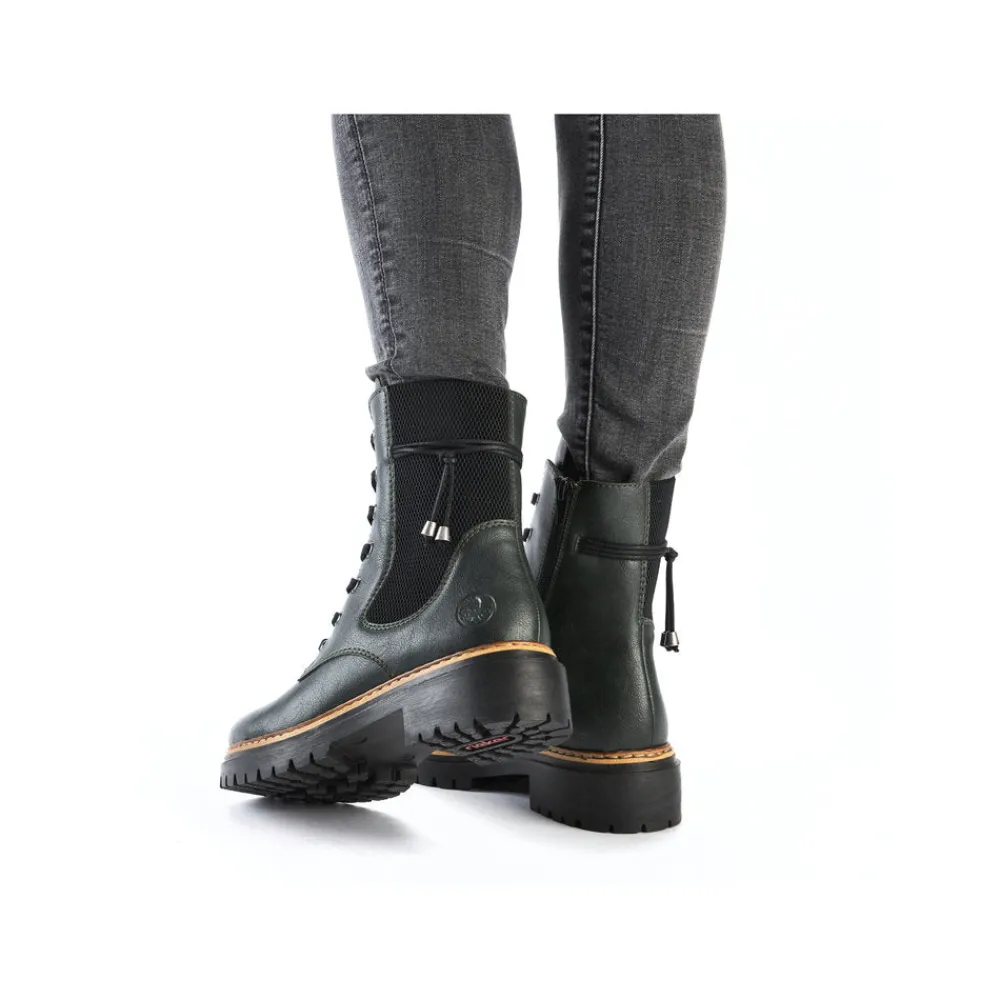Cinders Shoe Heaven Casual Ankle | Ankle*Rieker Laced Ankle Boot Dark Green Weave