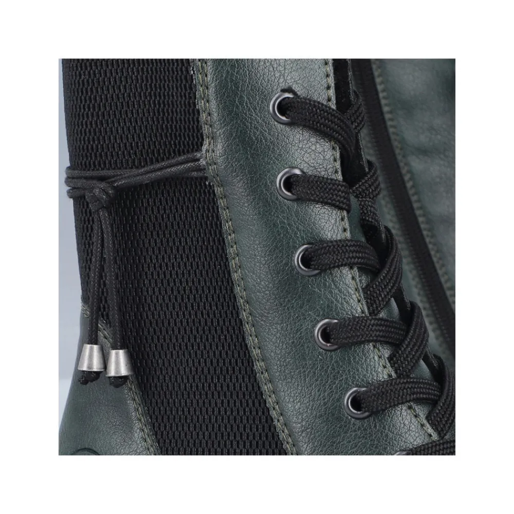 Cinders Shoe Heaven Casual Ankle | Ankle*Rieker Laced Ankle Boot Dark Green Weave