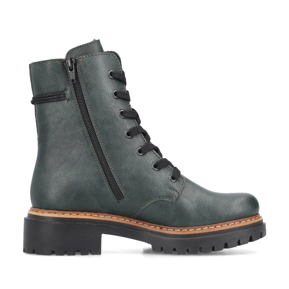 Cinders Shoe Heaven Casual Ankle | Ankle*Rieker Laced Ankle Boot Dark Green Weave