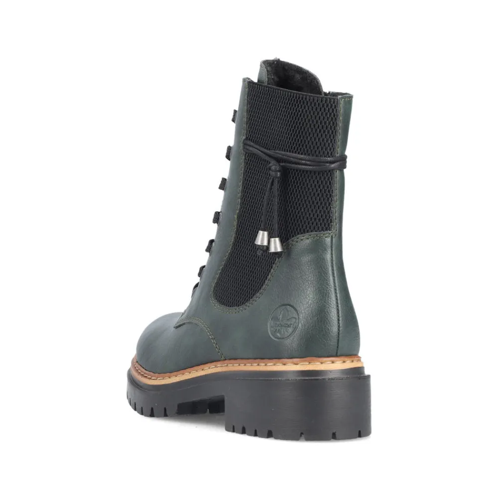 Cinders Shoe Heaven Casual Ankle | Ankle*Rieker Laced Ankle Boot Dark Green Weave
