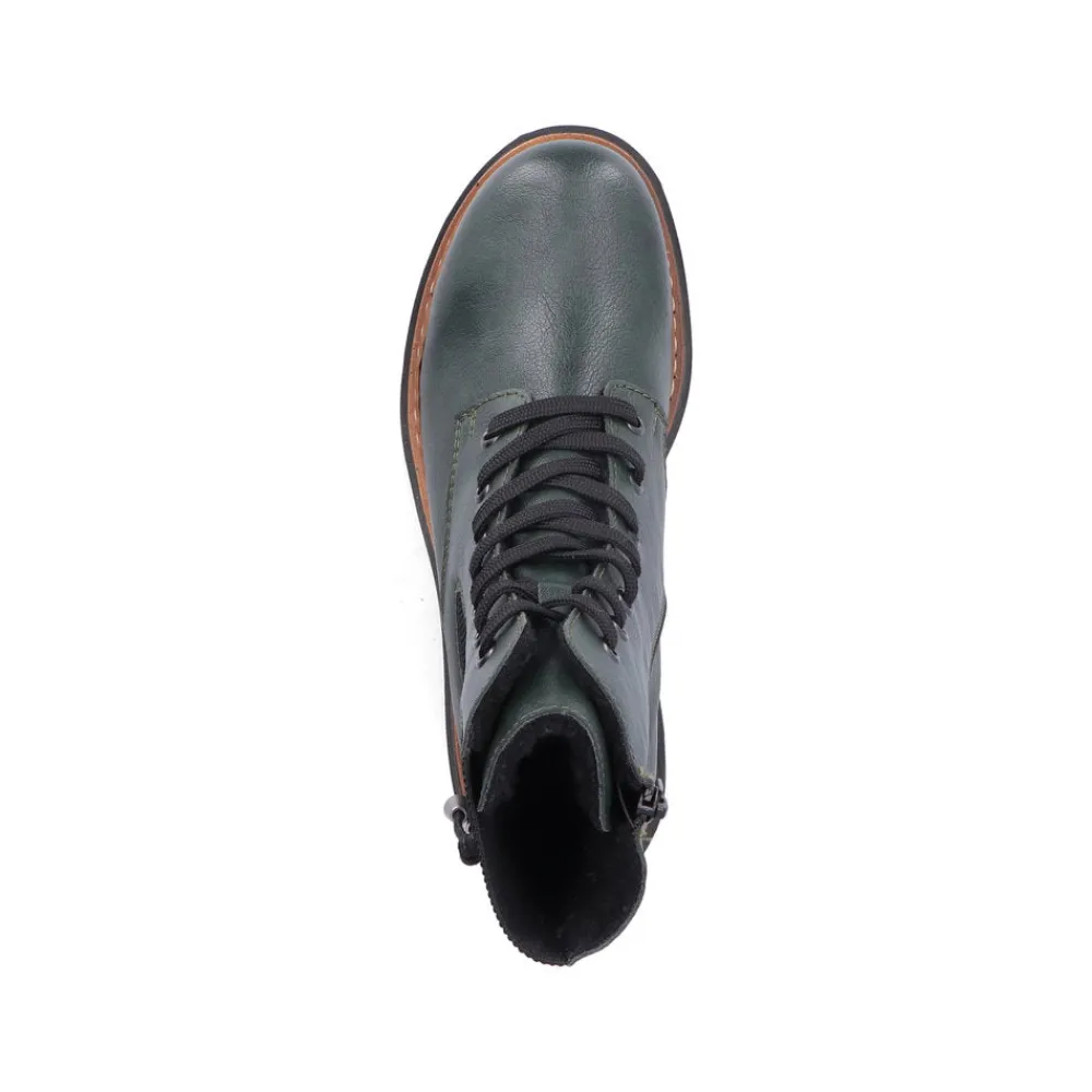 Cinders Shoe Heaven Casual Ankle | Ankle*Rieker Laced Ankle Boot Dark Green Weave
