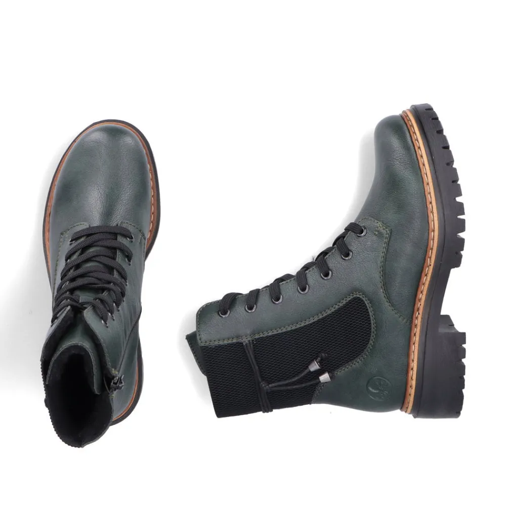 Cinders Shoe Heaven Casual Ankle | Ankle*Rieker Laced Ankle Boot Dark Green Weave