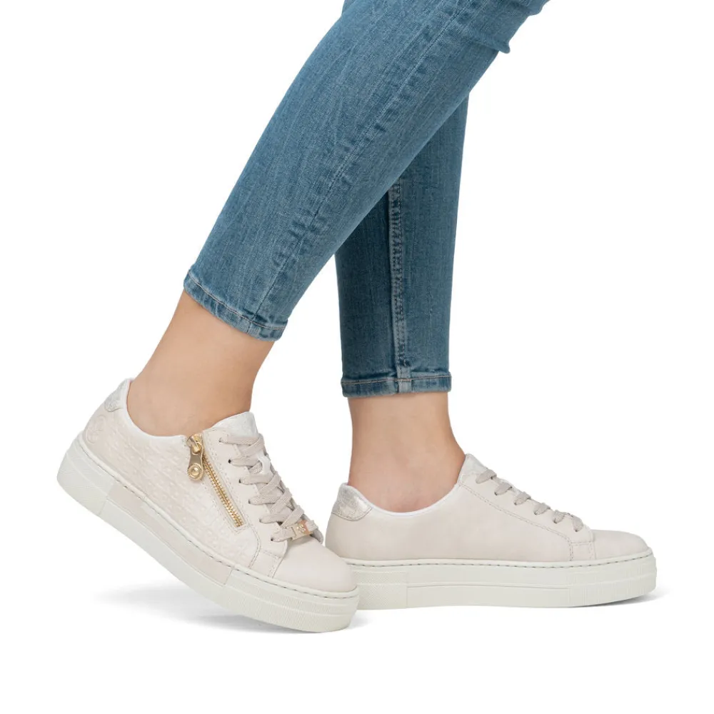 Cinders Shoe Heaven Trainers*RIeker Low Flatform Trainer Ivory Beige