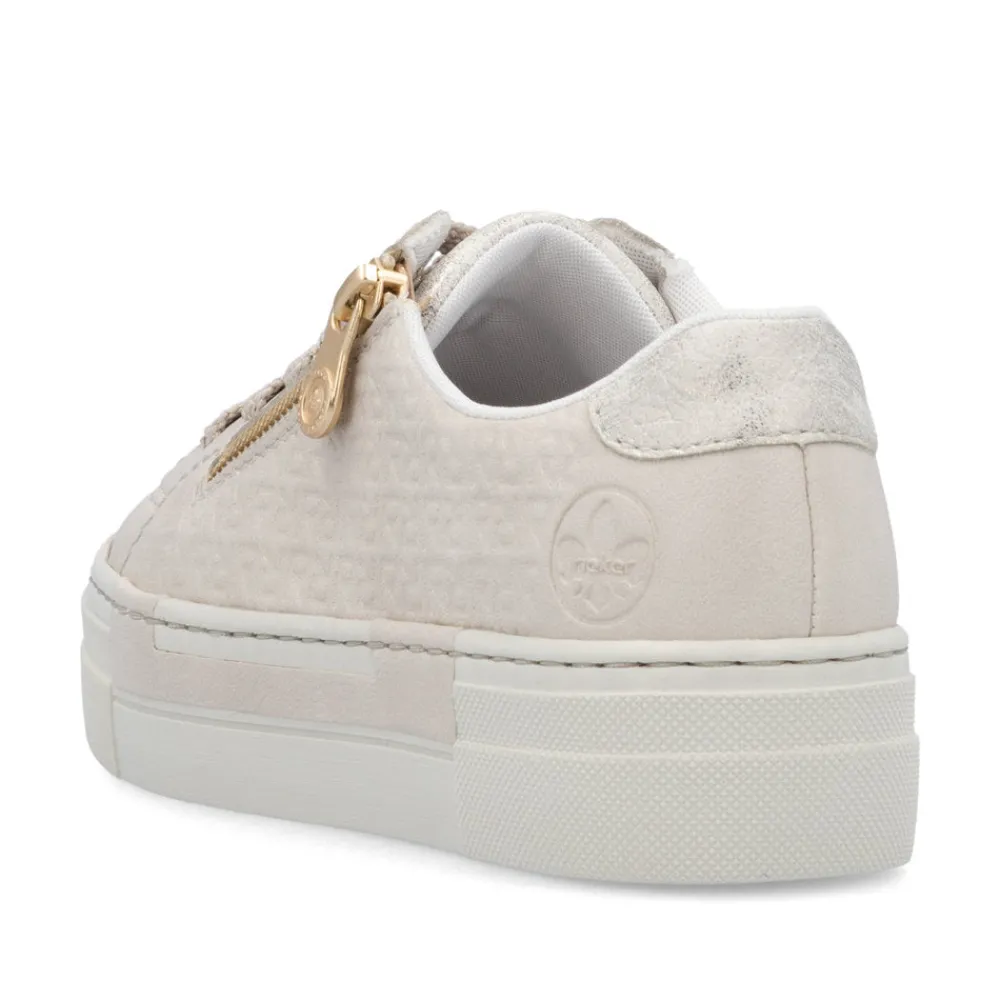 Cinders Shoe Heaven Trainers*RIeker Low Flatform Trainer Ivory Beige