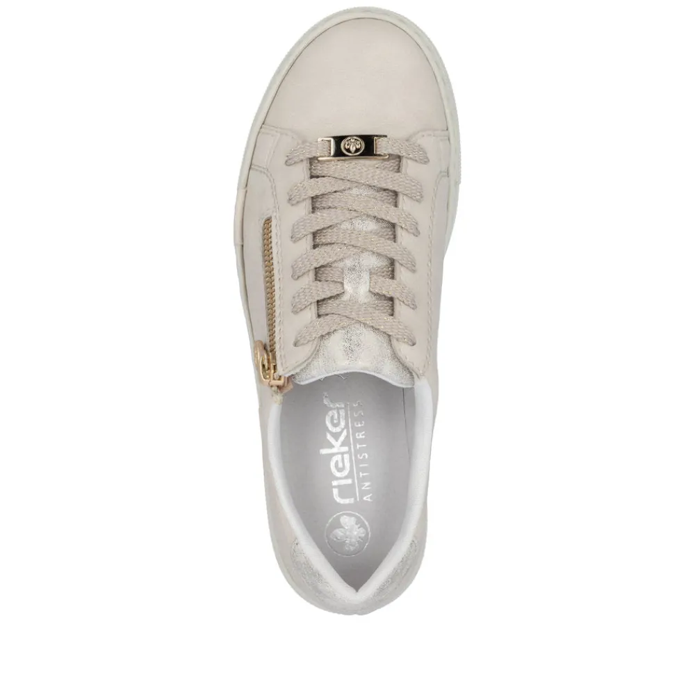 Cinders Shoe Heaven Trainers*RIeker Low Flatform Trainer Ivory Beige