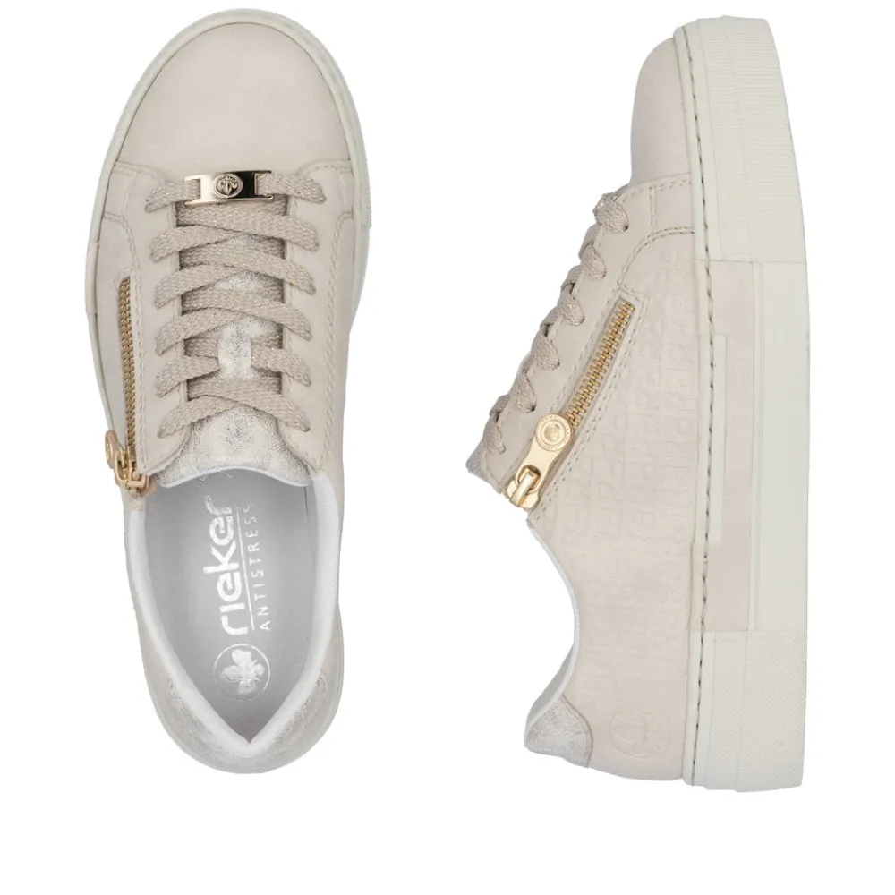 Cinders Shoe Heaven Trainers*RIeker Low Flatform Trainer Ivory Beige