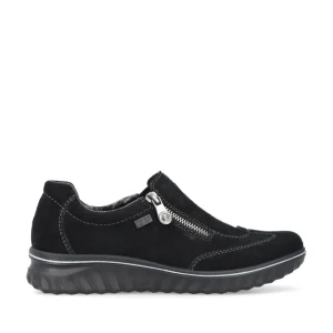 Cinders Shoe Heaven Wedge*Rieker Low Wedge Shoe with Side Zipper Black