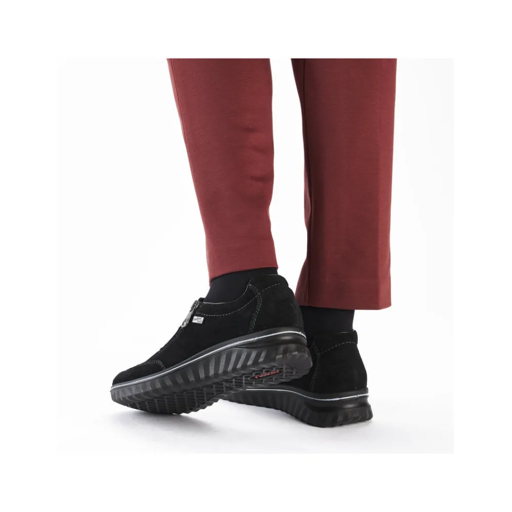 Cinders Shoe Heaven Wedge*Rieker Low Wedge Shoe with Side Zipper Black