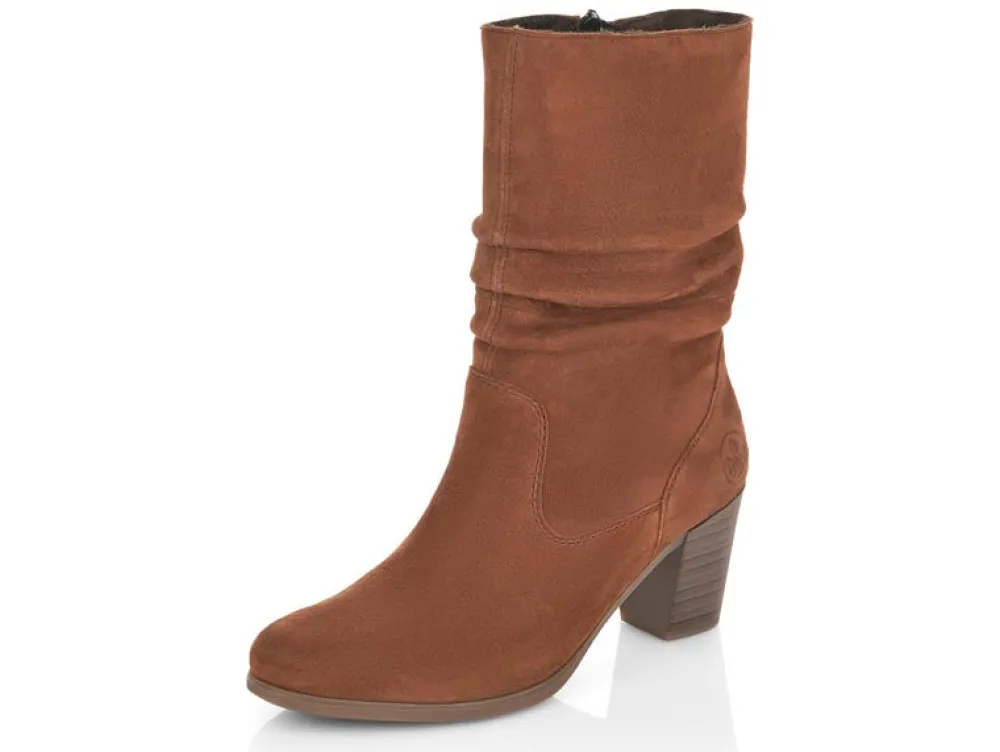 Cinders Shoe Heaven Ankle*Rieker Slouch Boot with Heel Tan