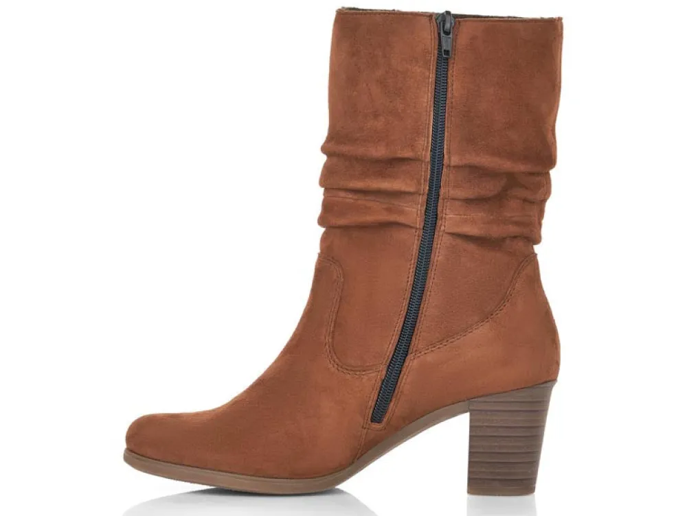 Cinders Shoe Heaven Ankle*Rieker Slouch Boot with Heel Tan