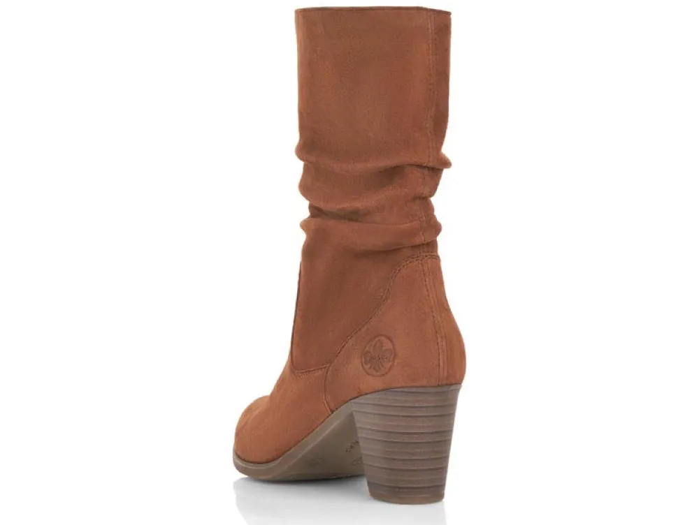 Cinders Shoe Heaven Ankle*Rieker Slouch Boot with Heel Tan