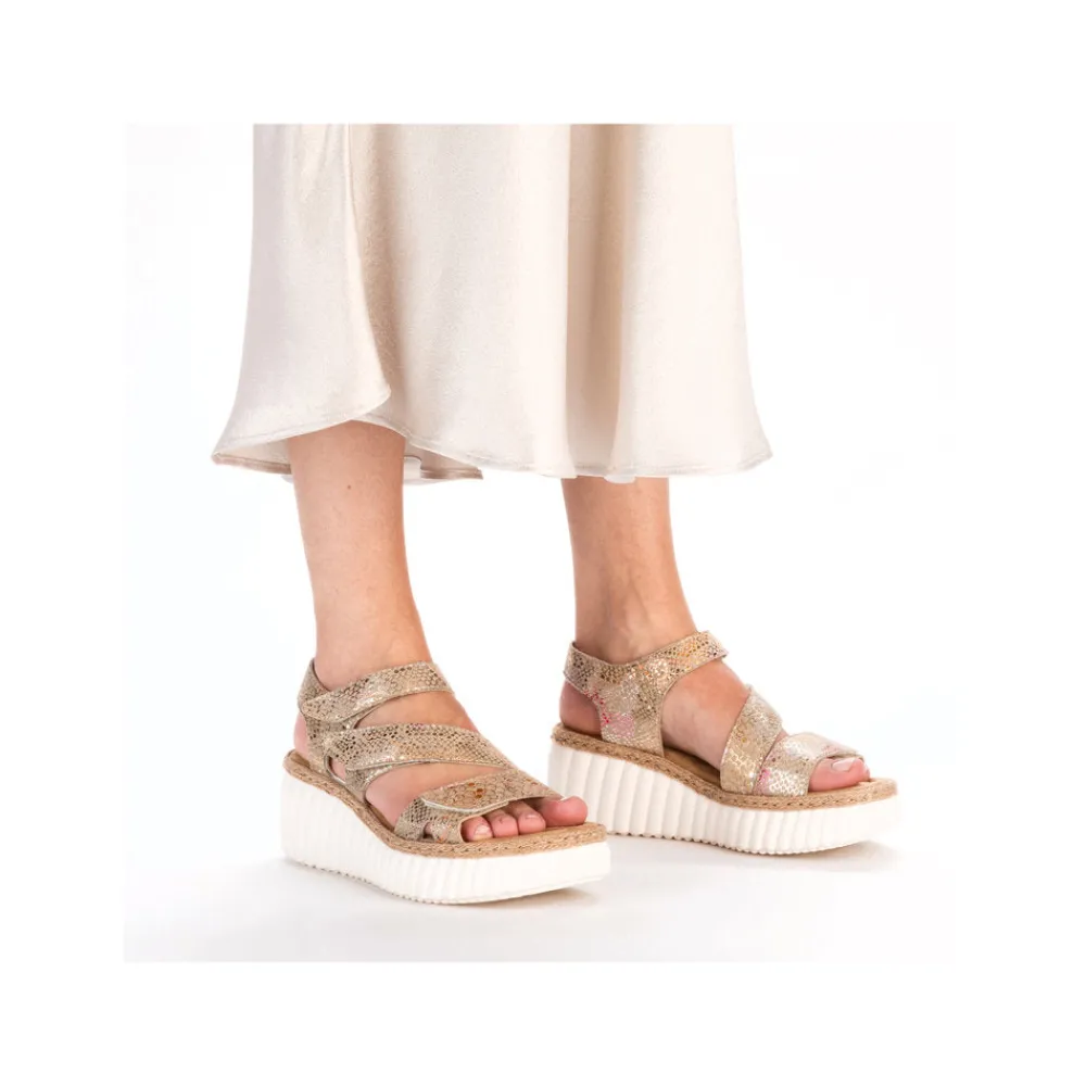 Cinders Shoe Heaven Wedge Sandals*Rieker Strappy Wedge Sandal Bronze Multi