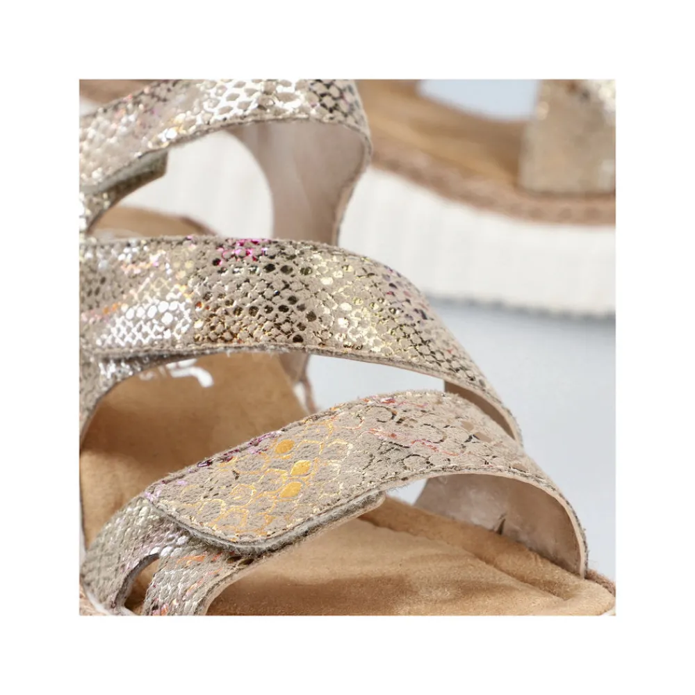 Cinders Shoe Heaven Wedge Sandals*Rieker Strappy Wedge Sandal Bronze Multi