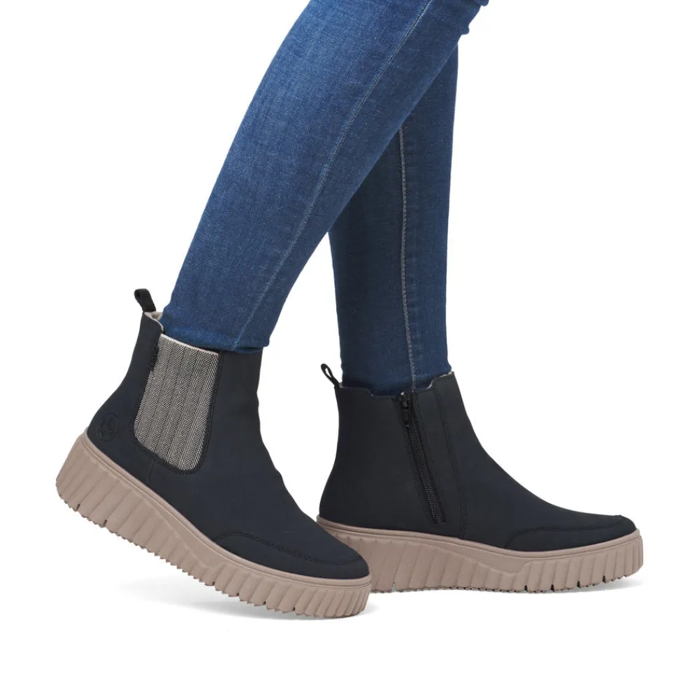 Cinders Shoe Heaven Casual Ankle | Ankle*Rieker Wedge Chelsea Ankle Boot Navy
