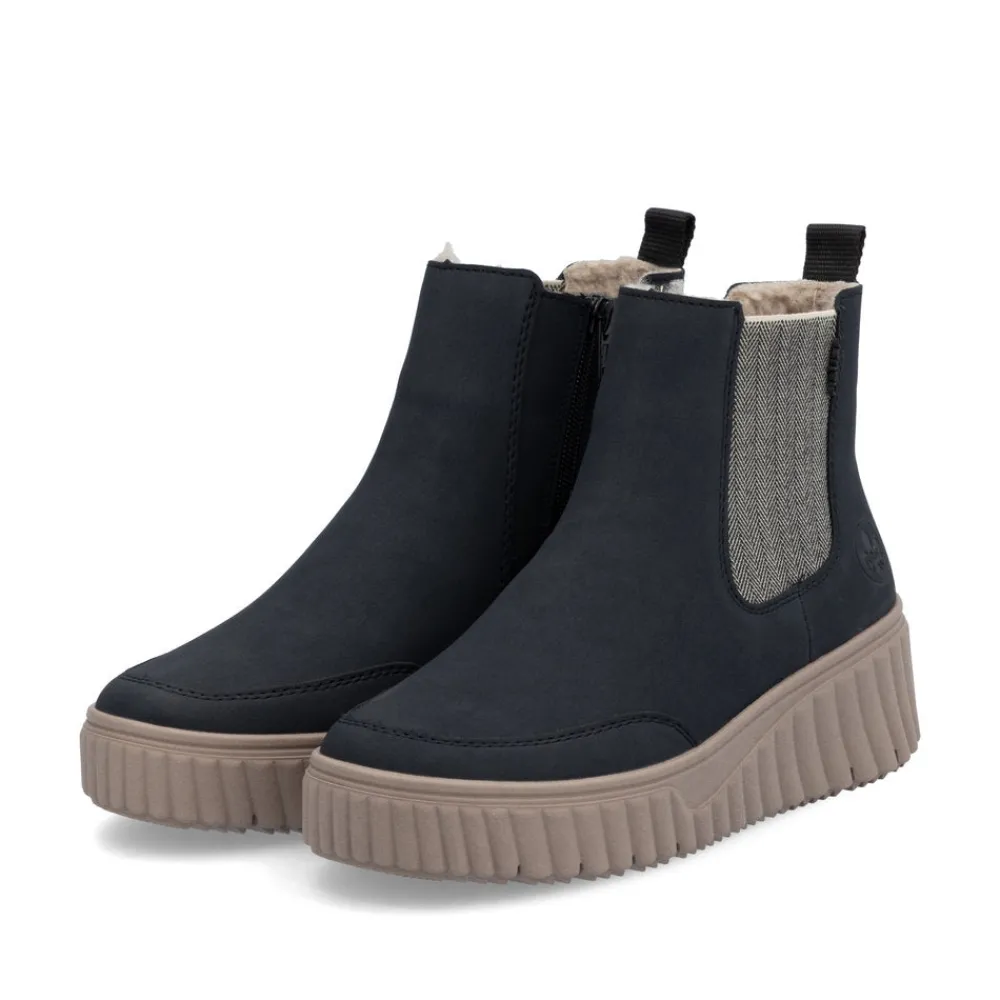 Cinders Shoe Heaven Casual Ankle | Ankle*Rieker Wedge Chelsea Ankle Boot Navy