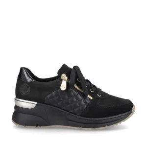 Cinders Shoe Heaven Trainers*Rieker Wedge Trainer Black/Gold