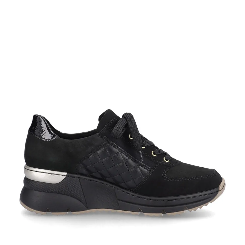 Cinders Shoe Heaven Trainers*Rieker Wedge Trainer Black/Gold