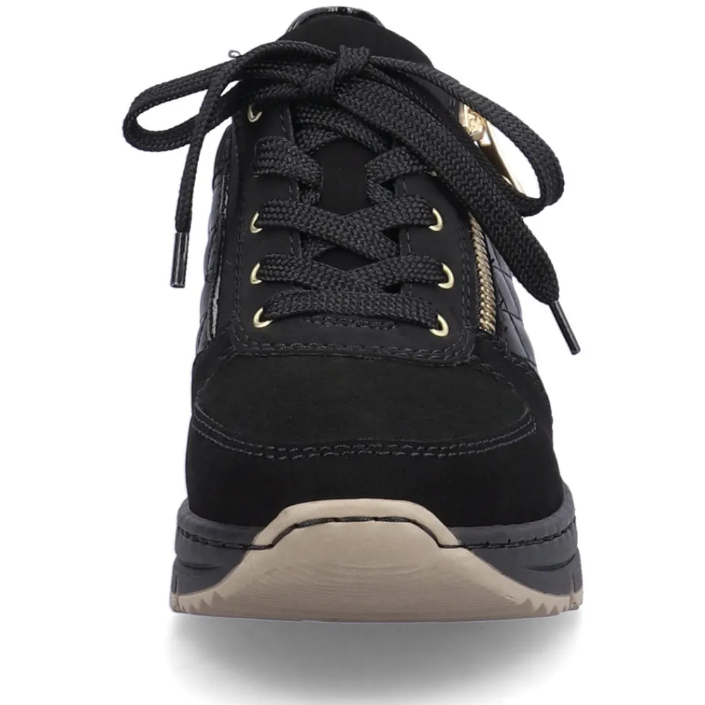 Cinders Shoe Heaven Trainers*Rieker Wedge Trainer Black/Gold