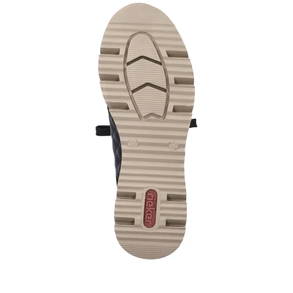 Cinders Shoe Heaven Trainers*Rieker Wedge Trainer Black/Gold