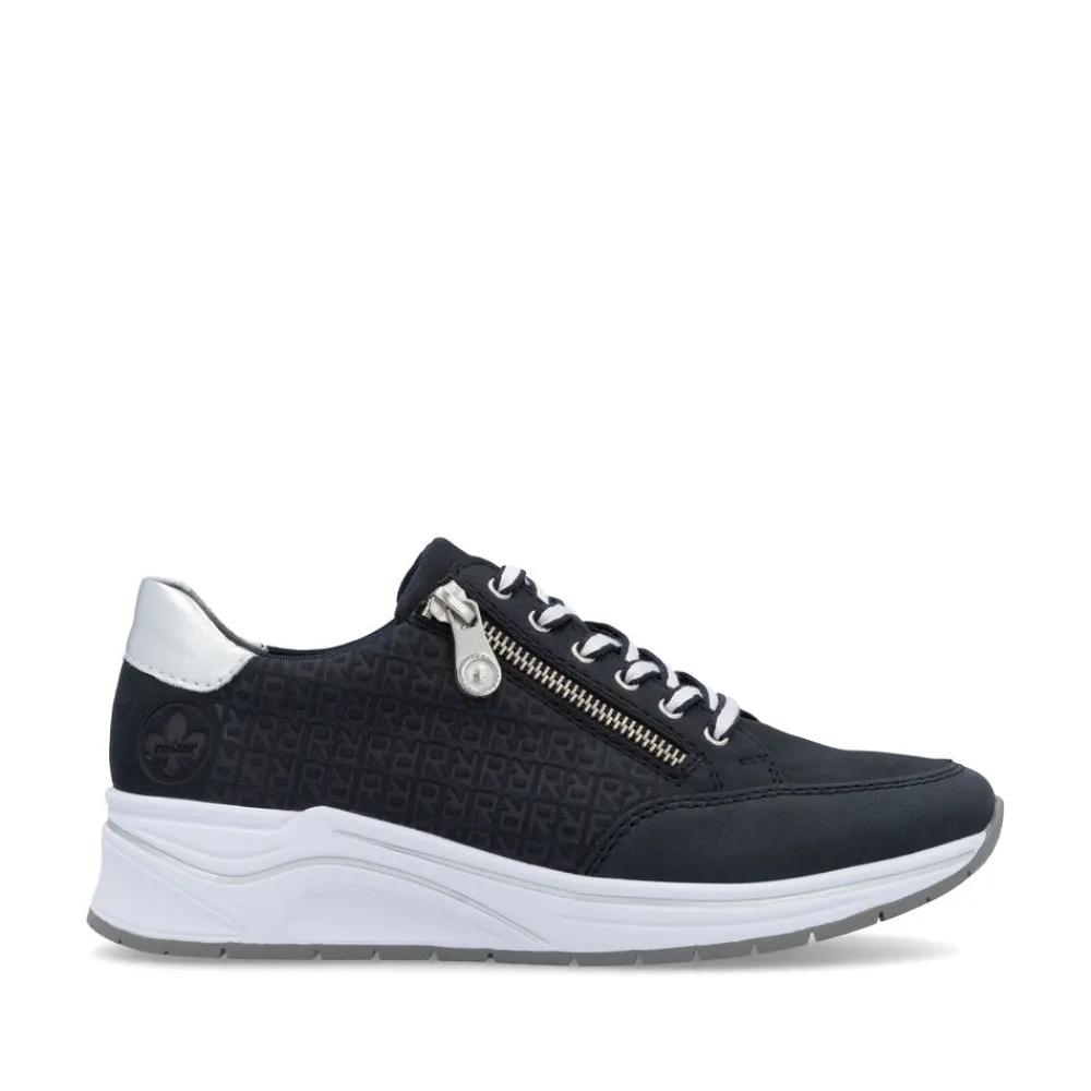 Cinders Shoe Heaven Trainers*Rieker Wedge Zip Trainer Navy
