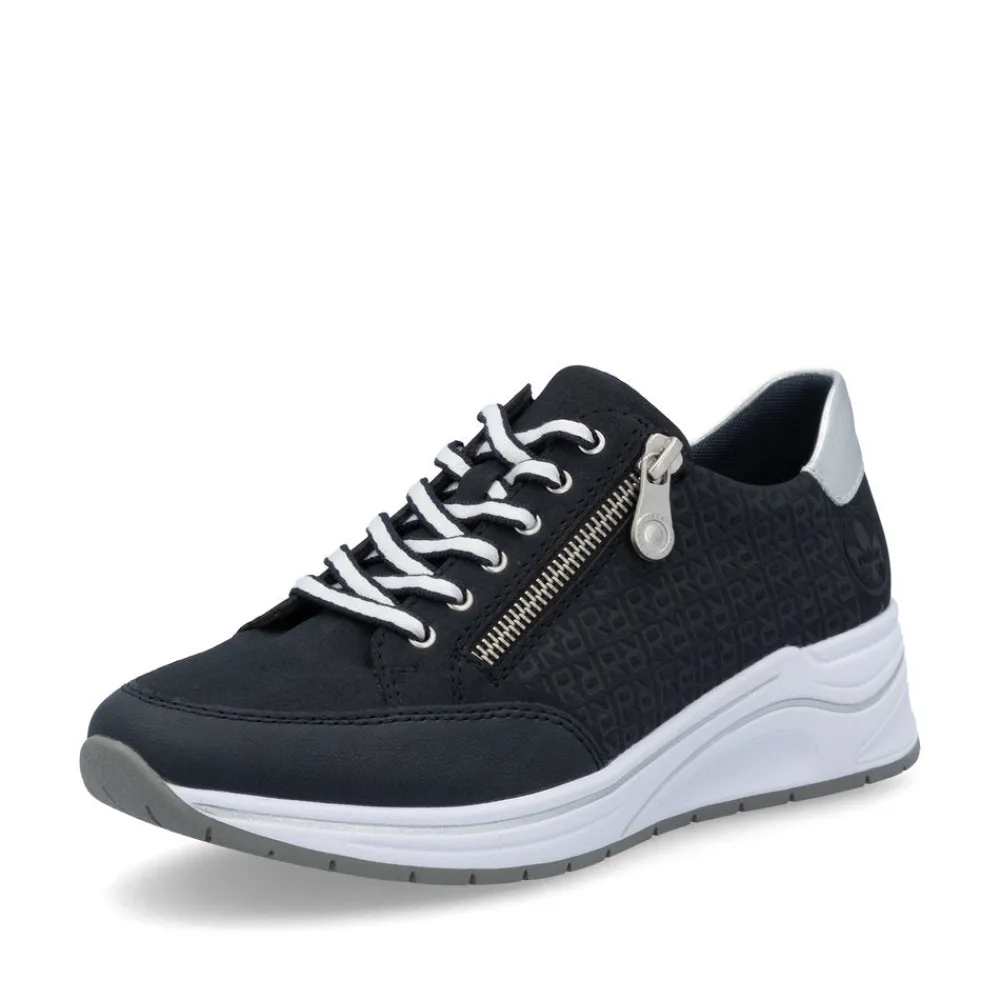 Cinders Shoe Heaven Trainers*Rieker Wedge Zip Trainer Navy