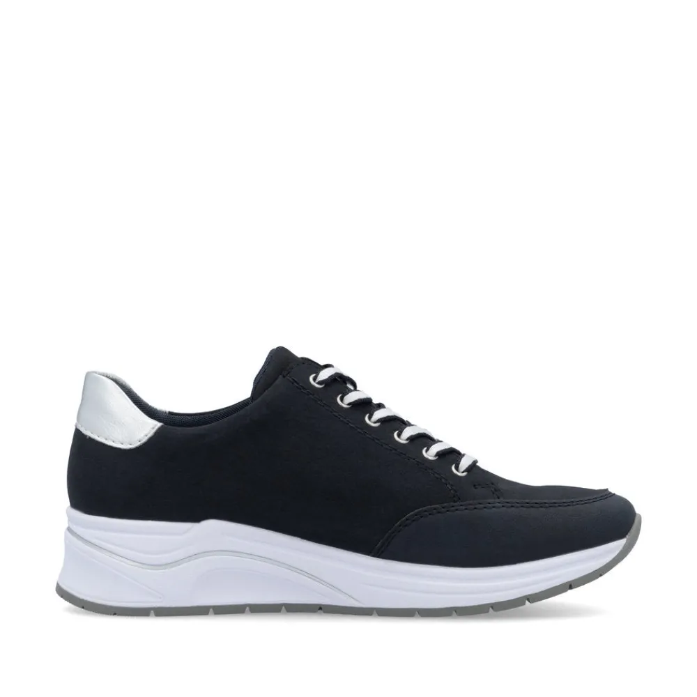 Cinders Shoe Heaven Trainers*Rieker Wedge Zip Trainer Navy