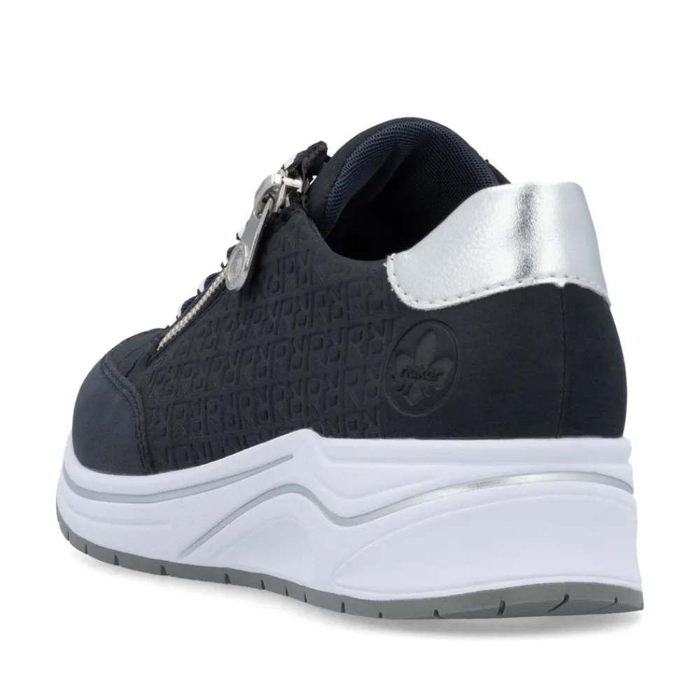 Cinders Shoe Heaven Trainers*Rieker Wedge Zip Trainer Navy