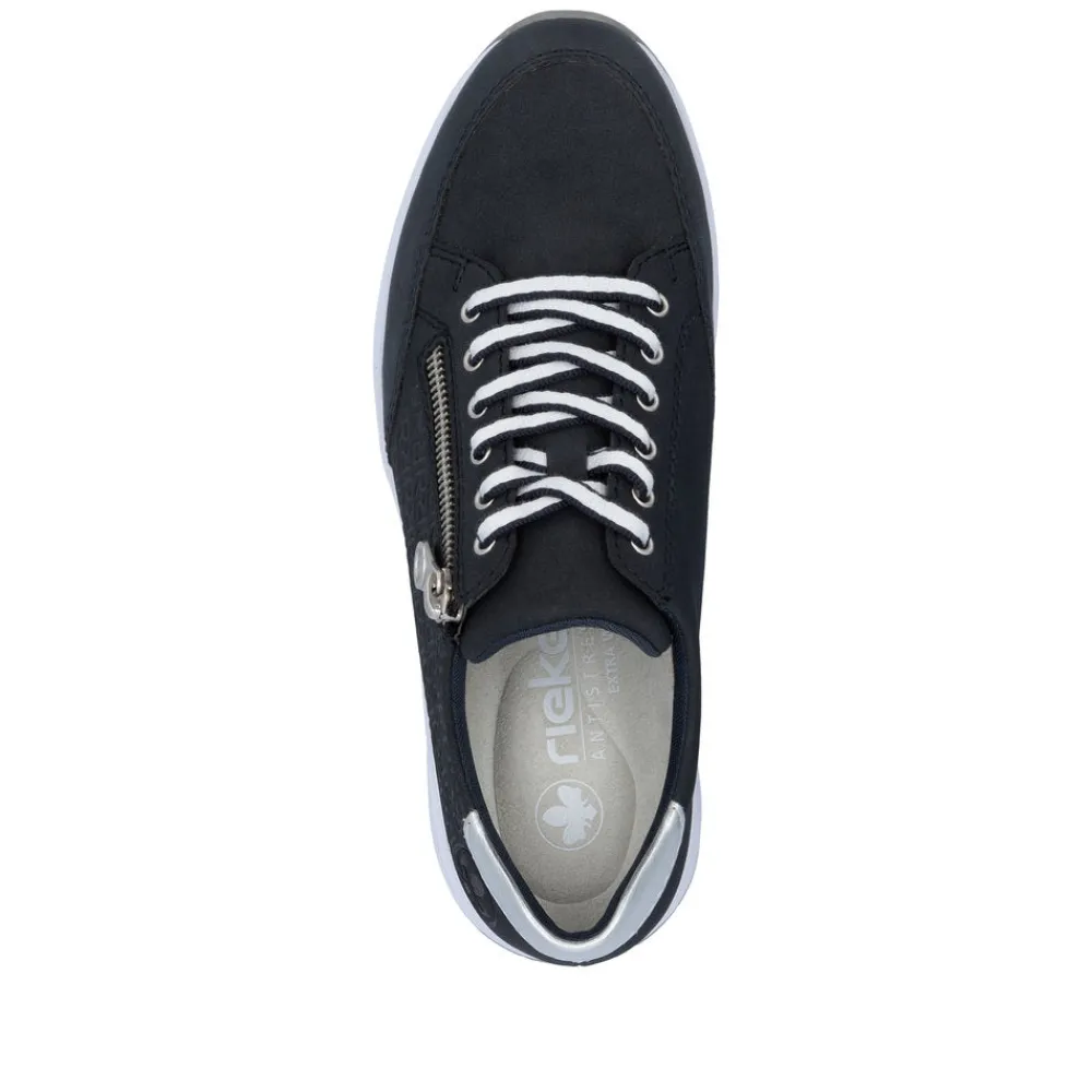 Cinders Shoe Heaven Trainers*Rieker Wedge Zip Trainer Navy