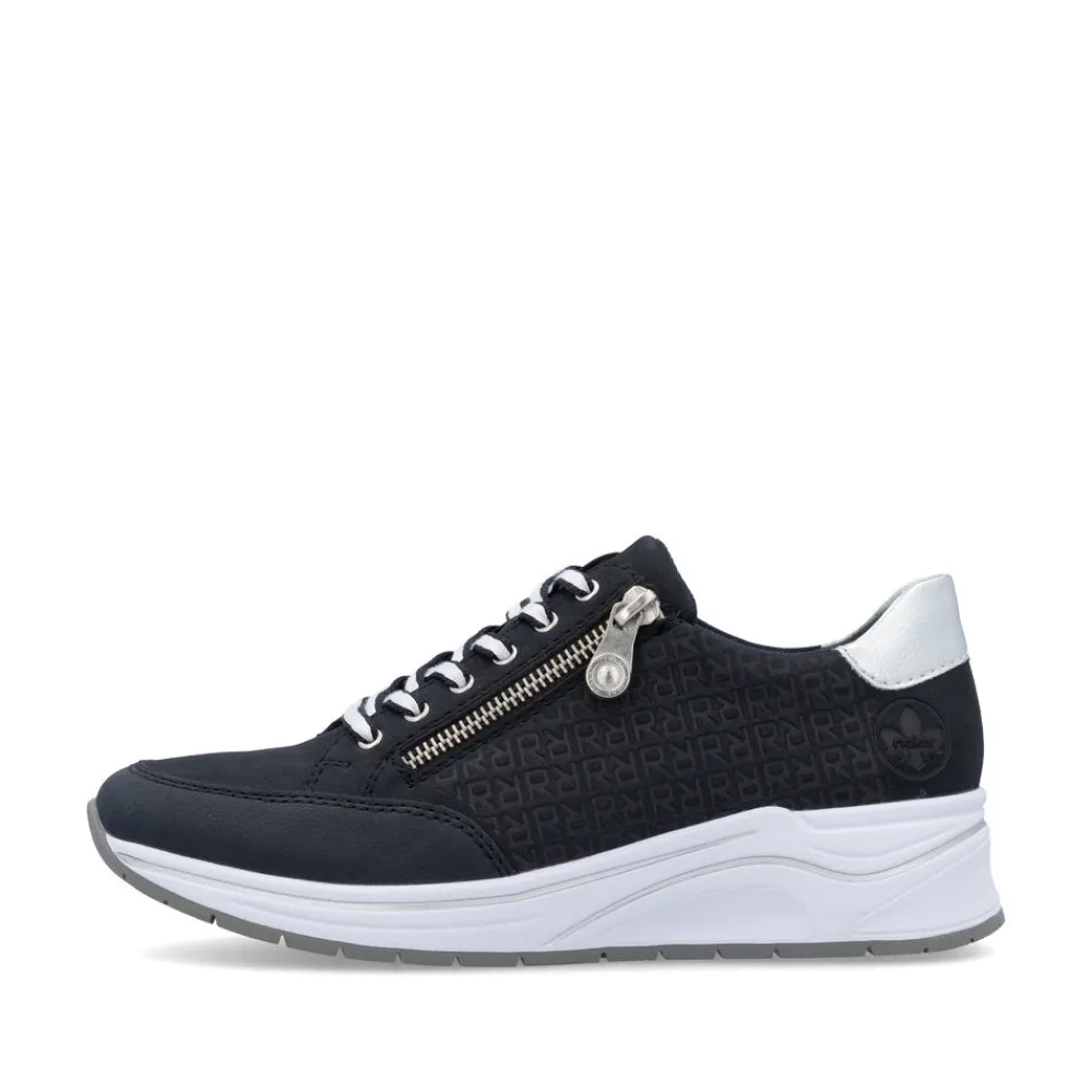 Cinders Shoe Heaven Trainers*Rieker Wedge Zip Trainer Navy