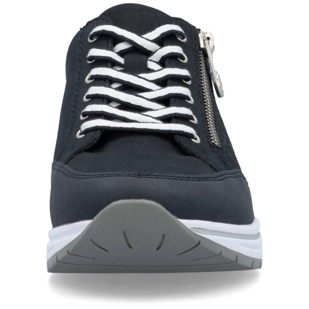 Cinders Shoe Heaven Trainers*Rieker Wedge Zip Trainer Navy