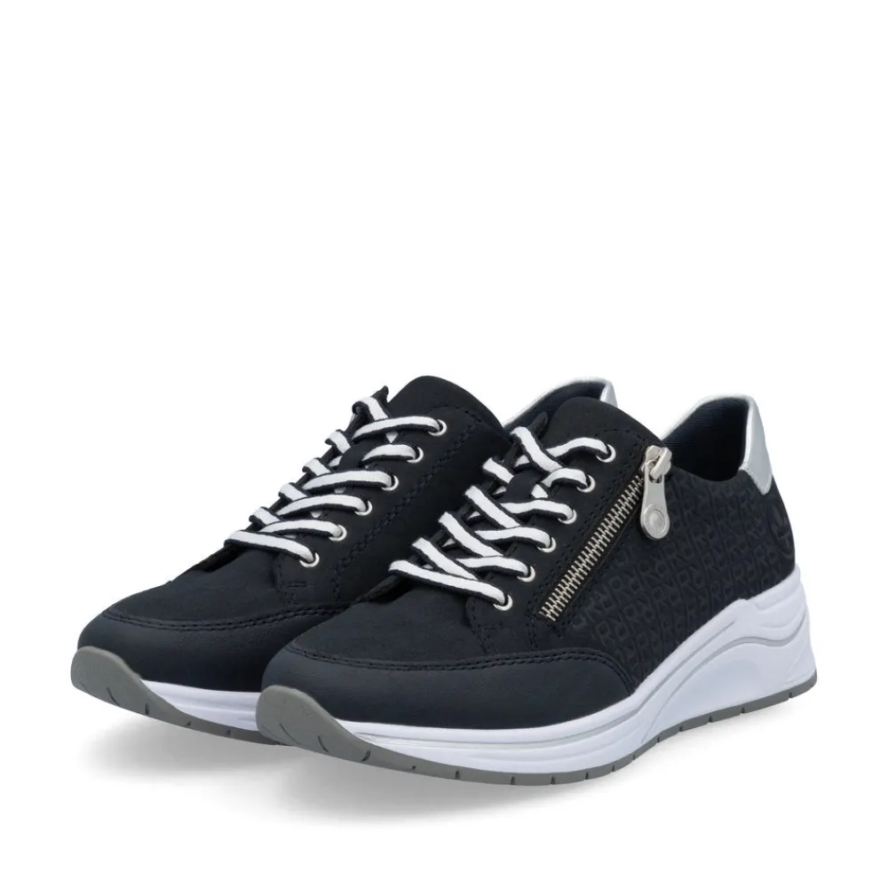 Cinders Shoe Heaven Trainers*Rieker Wedge Zip Trainer Navy