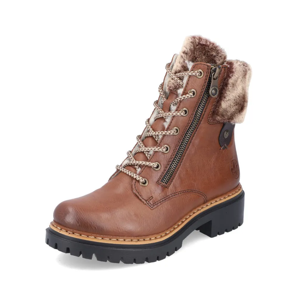 Cinders Shoe Heaven Ankle*Rieker Winter Boots with Cuff Tan