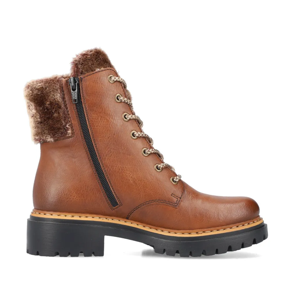 Cinders Shoe Heaven Ankle*Rieker Winter Boots with Cuff Tan
