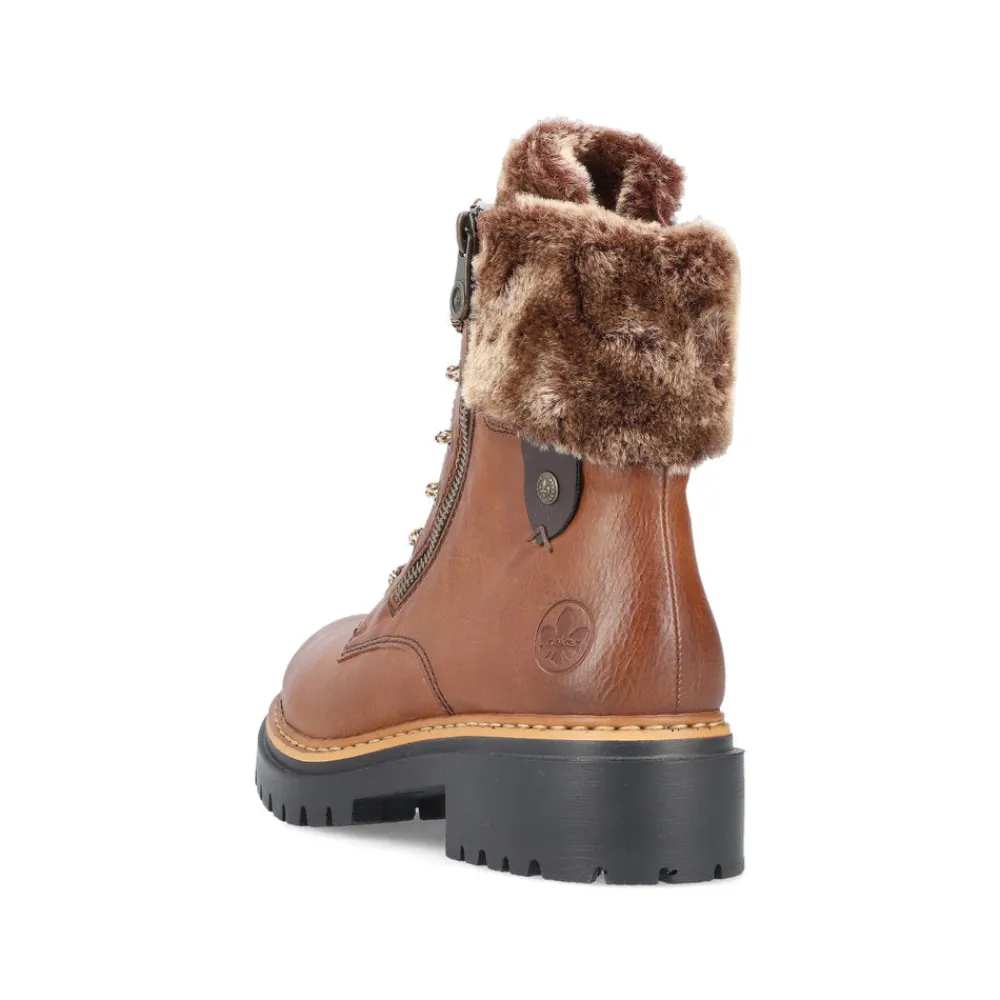 Cinders Shoe Heaven Ankle*Rieker Winter Boots with Cuff Tan