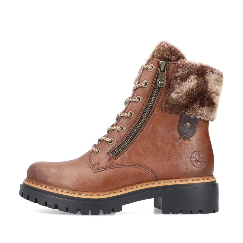 Cinders Shoe Heaven Ankle*Rieker Winter Boots with Cuff Tan