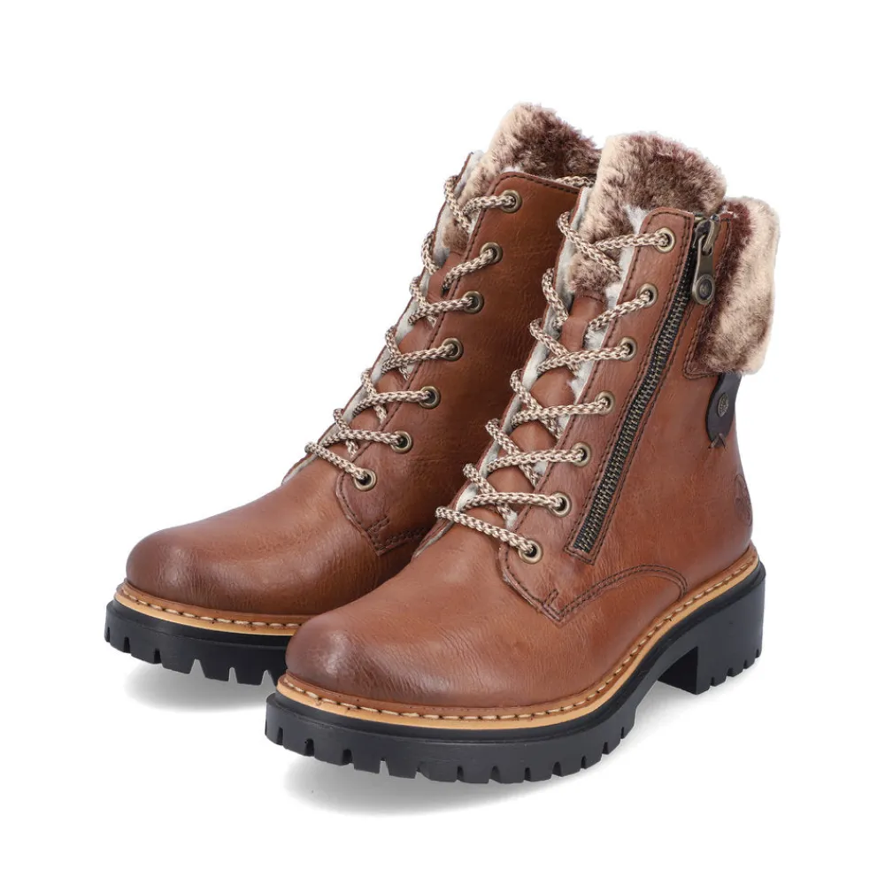 Cinders Shoe Heaven Ankle*Rieker Winter Boots with Cuff Tan