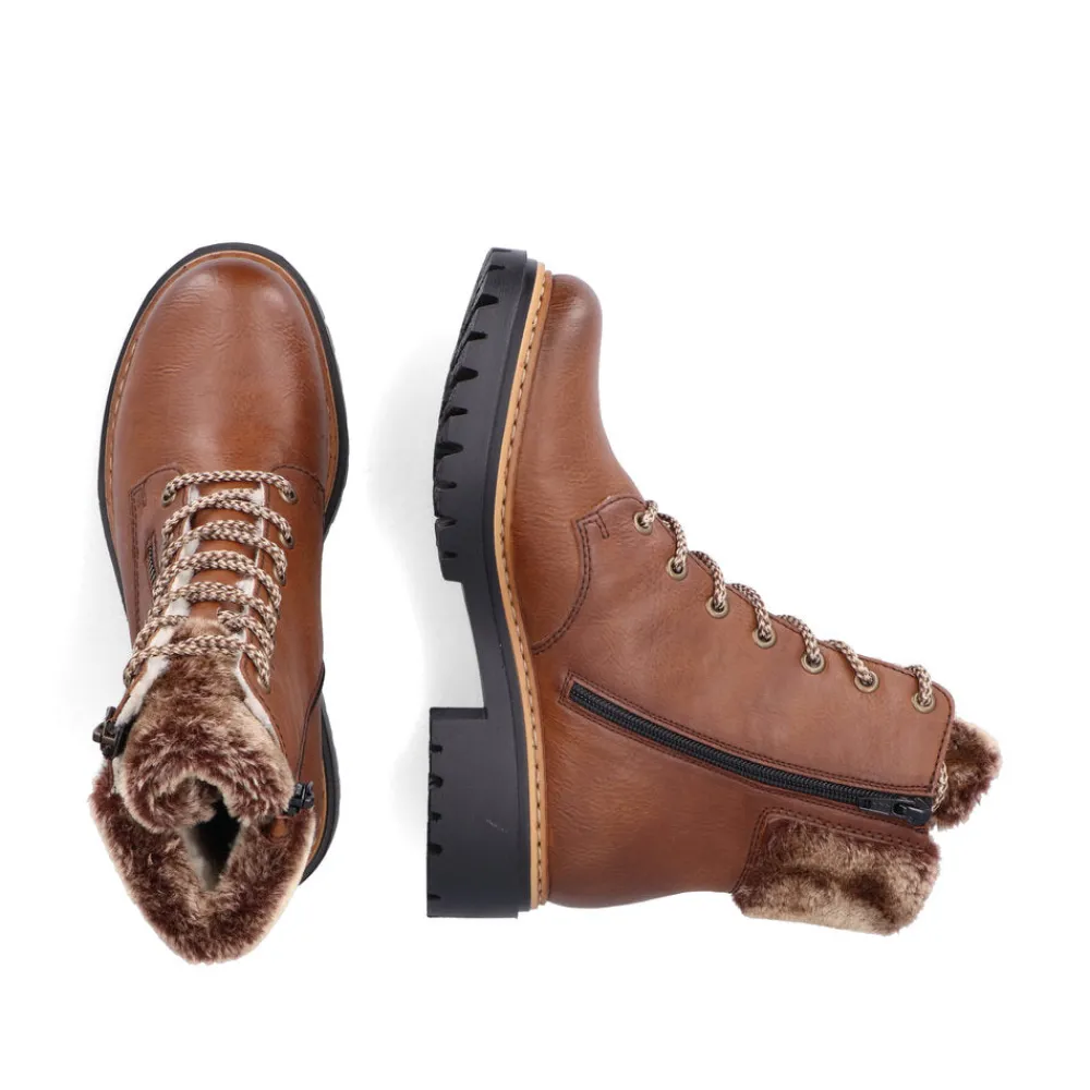 Cinders Shoe Heaven Ankle*Rieker Winter Boots with Cuff Tan