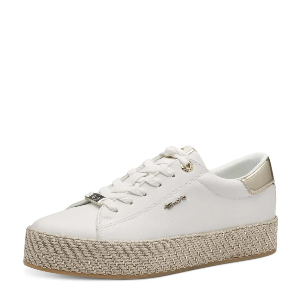 Cinders Shoe Heaven Trainers*Tamaris Classic Trainer White Gold