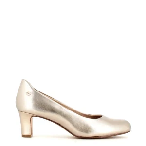 Cinders Shoe Heaven Occasion Shoes*Tamaris Comfort Leather Court Shoe Gold