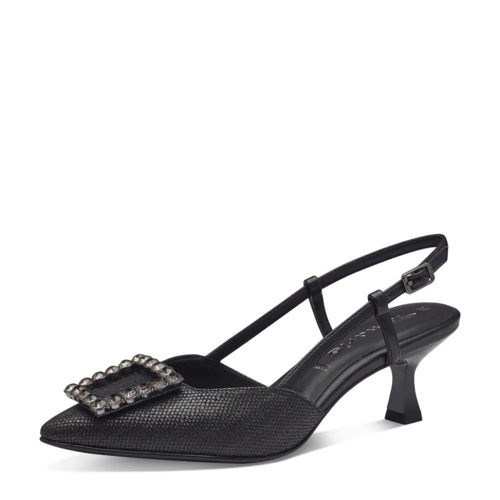 Cinders Shoe Heaven Occasion Shoes*Tamaris Dressy Slingback with Buckle Black
