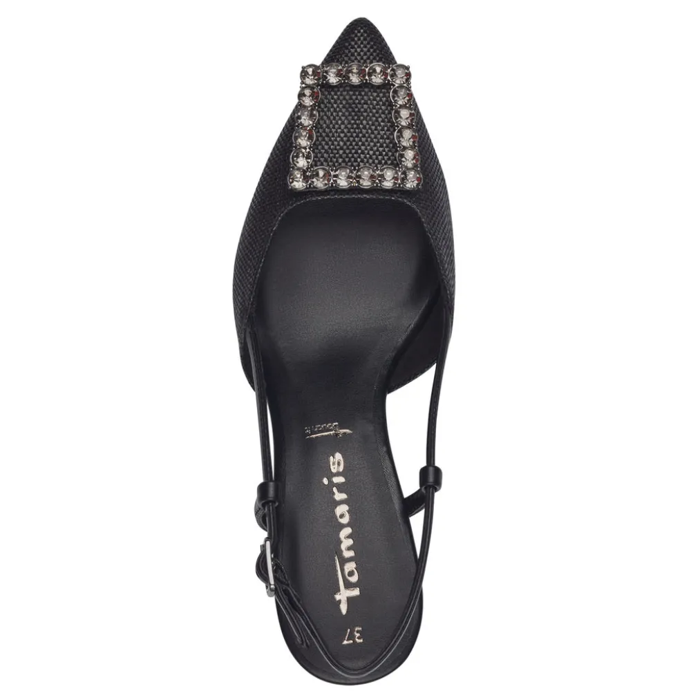 Cinders Shoe Heaven Occasion Shoes*Tamaris Dressy Slingback with Buckle Black