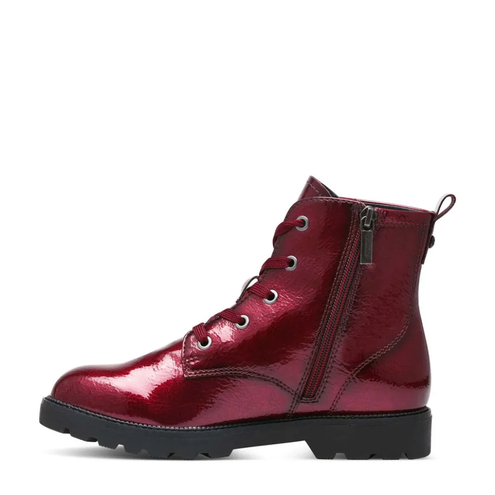 Cinders Shoe Heaven Casual Ankle | Ankle*Tamaris Laced Ankle Boot Patent Bordeaux